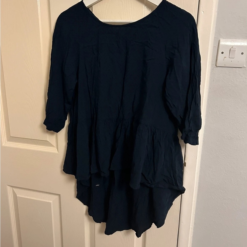 French Connection Black Peplum Blouse